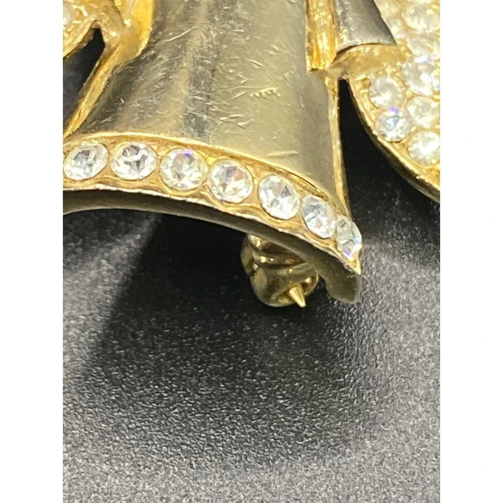Vintage Monet Angel Brooch‎ Rhinestone Wings Gold Tone